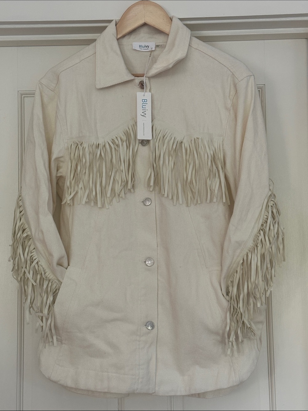 Bluivy Cream Fringe Utility Jacket